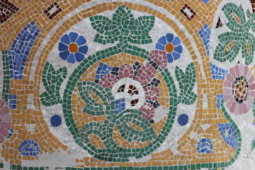 céramique mosaïque mur décor ancien fleurs art