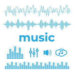 Sound waves sign and symbol in flat style