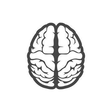 Human Brain Simple Illustration, Human Brain Icon, Logo