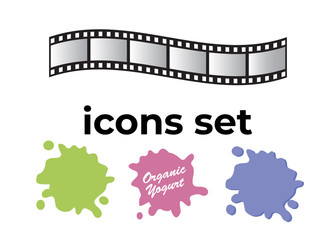 Fototapeta na wymiar Vector icons set. Air and key icon. Name tag and film roll vector set icons