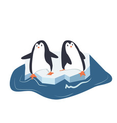 penguins on a piece of iceberg