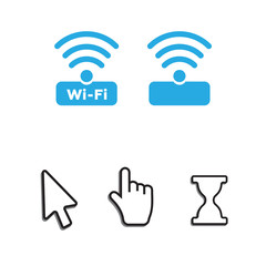 Free wi-fi icons and wifi applications and Mouse computer cursor