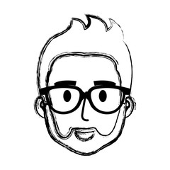 young man with glasses and beard head