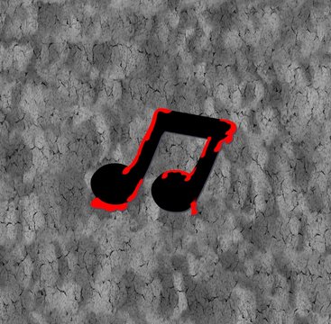 hand drawnd bloody music key  textured illustration 