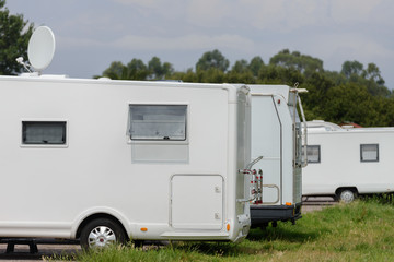 caravans parked in the parking lot