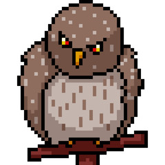 Fototapeta premium vector pixel art fat owl