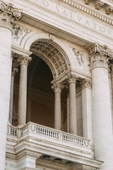 Salvatore Church in Rome, view from outside and inside. Frescoes and statues, architectural elements. A historic landmark, tourist destination. Ancient painting