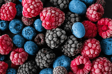 Frozen delicious berries, closeup