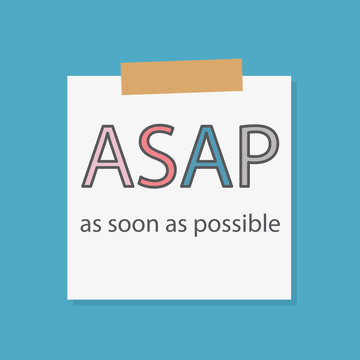 ASAP As Soon As Possible written in a notebook paper- vector illustration