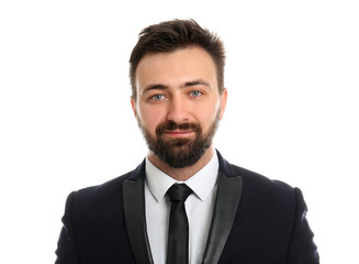 Handsome businessman on white background