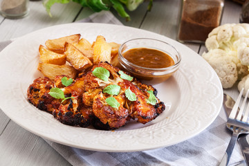 Vegetarian roasted cauliflower steak with herbs