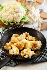Vegetarian fried cauliflower with bread crumb
