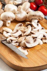 Fresh sliced white mushrooms