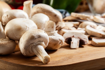 Fresh white mushrooms