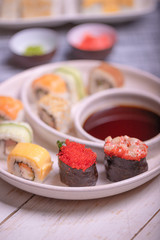 sushi on a plate. macro photo of sushi