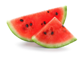 Delicious cut watermelon on white background