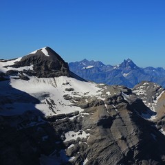 Mount Tete Ronde and Dents Du Midi. View from Glacier 3000, Diablerets Glacier. Switzerland.

