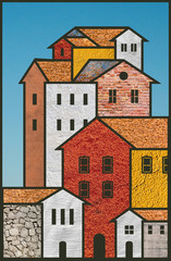 village community houses concept illustration