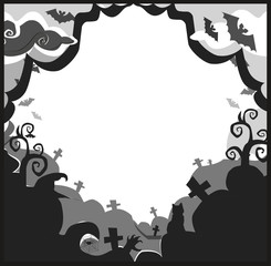 Halloween border for design with spooky items and space for text