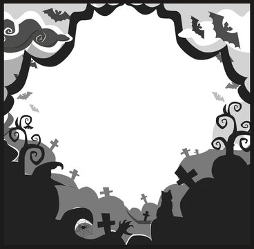 Halloween border for design with spooky items and space for text