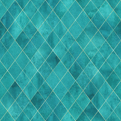 Fototapeta premium Argyle geometric watercolor seamless pattern