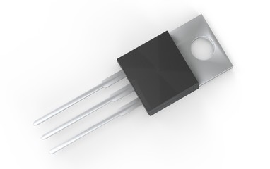 Isolated TO-220 MOSFET electronic package 3d illustration