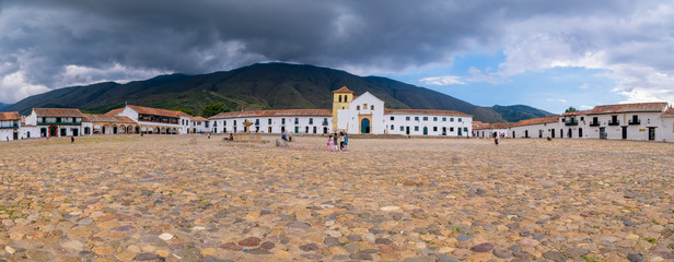 Villa de Leyva in Colombia with Plaza Mayor) is a touristic colonial town and municipality, in the Ricaurte Province, part of the Boyaca