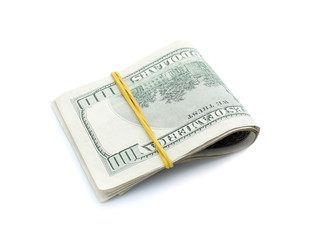 Dollar banknotes on white background