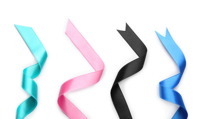 Colorful ribbons on white background