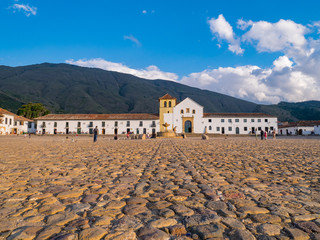 Colombia, Villa de Leyva (Plaza Mayor) is a touristic colonial town and municipality, in the...