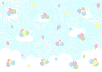花火　風船　青空