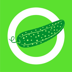 Cucumber in circle. Vector illustration. Flat. Color 3.