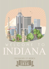 Fototapeta premium Indiana state. United States of America. Postcard from Indianapolis. Travel vector