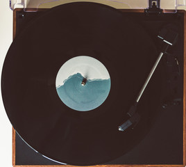 Vinyl record on a turntable