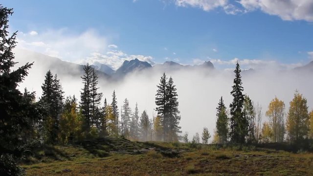 Morning mist at Molas Pass in the Colorado mountains