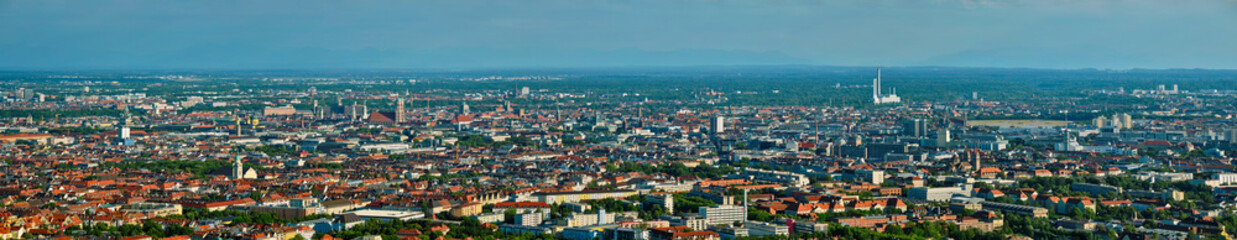 Fototapeta na wymiar Aerial panorama of Munich. Munich, Bavaria, Germany