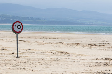 Beach speed sign