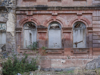 The wall of the old collapsed building
