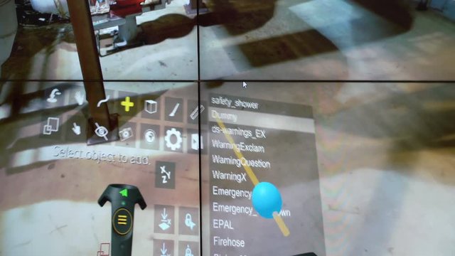 Using virtual AR to simulate industrial space, repair and design various technological designs. Industry 4.0 concept.