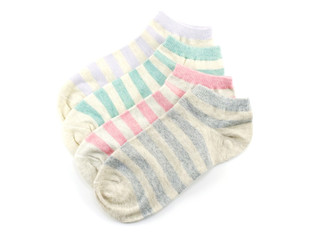 collection of colored socks isolate on white background
