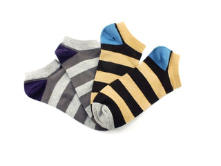 collection of colored socks isolate on white background