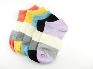 collection of colored socks isolate on white background