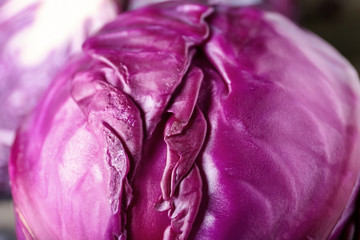 Obraz premium Ripe red cabbage, closeup
