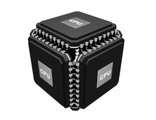multicore powerful chip concept. 3d illustration