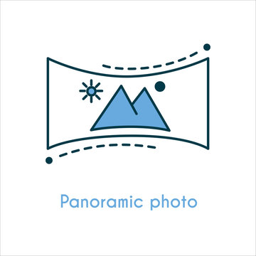 Panoramic photo flat line icon
