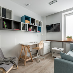 White desk and simple chair