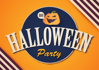 Happy Halloween Vintage Design Template with Smilling Pumplin