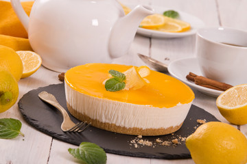 Lemon cheesecake.