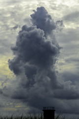  hurricane florence approaching toward east coast of  United States.clouds on dark sky.