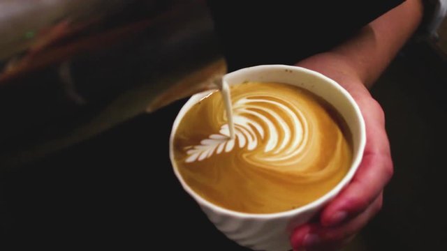 Latte art being created
